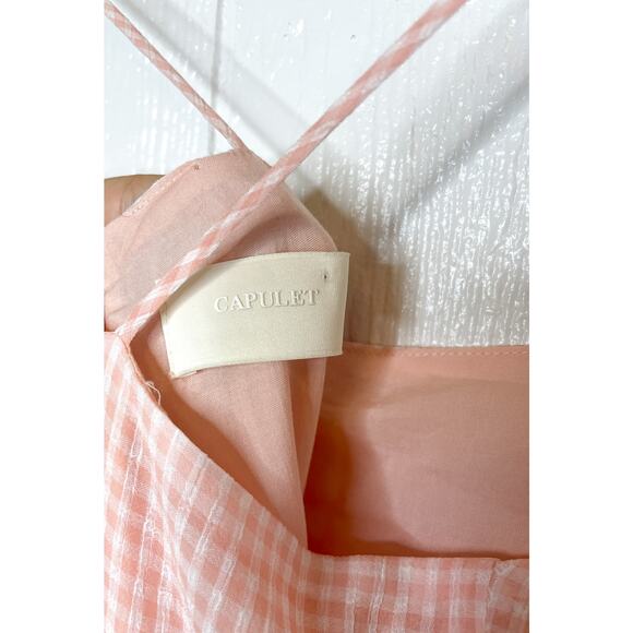 CAPULET Quinn Pink and White Gingham Chiffon Midi Size US XS - Picture 8 of 9
